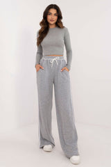 Casual sporty style wide legs pants set