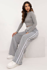 Casual sporty style wide legs pants set