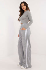 Casual sporty style wide legs pants set