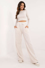 Casual sporty style wide legs pants set