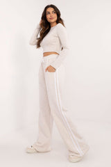 Casual sporty style wide legs pants set