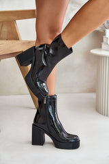 Women's heels boots made of natural leather