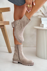 Rounded toes flat heel boots