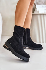 Rounded toes flat heel boots