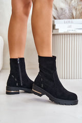 Rounded toes flat heel boots