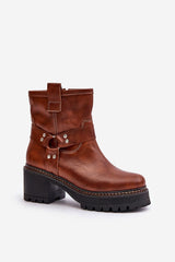 Women's natural leather ankle boots