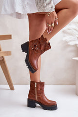 Women's natural leather ankle boots