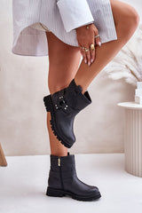 Women's natural leather ankle boots