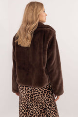 Elegant  slip-in pockets fur jacket