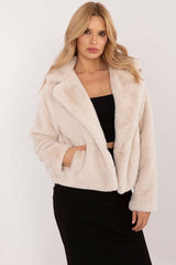 Elegant  slip-in pockets fur jacket