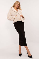 Elegant  slip-in pockets fur jacket