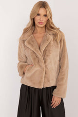 Elegant  slip-in pockets fur jacket