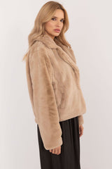 Elegant  slip-in pockets fur jacket