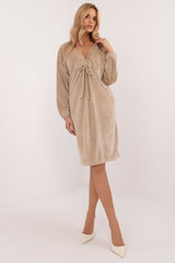 Long sleeves velour everyday dress