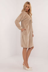 Long sleeves velour everyday dress