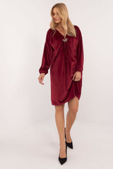 Long sleeves velour everyday dress