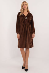 Long sleeves velour everyday dress