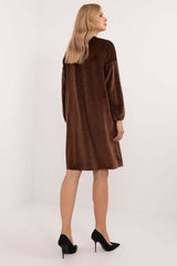 Long sleeves velour everyday dress