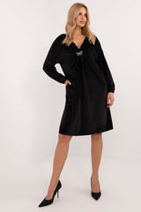 Long sleeves velour everyday dress