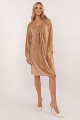 Long sleeves velour everyday dress