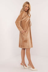 Long sleeves velour everyday dress