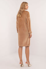 Long sleeves velour everyday dress