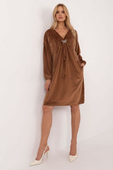 Long sleeves velour everyday dress