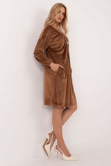 Long sleeves velour everyday dress