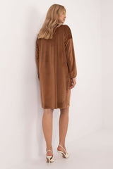 Long sleeves velour everyday dress