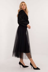 Flared tulle midi skirt