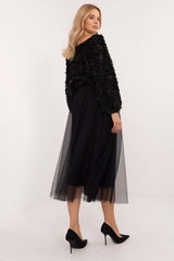 Flared tulle midi skirt