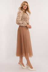 Flared tulle midi skirt