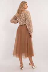 Flared tulle midi skirt