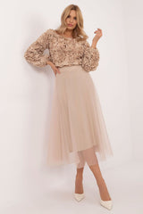 Flared tulle midi skirt