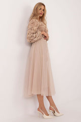 Flared tulle midi skirt