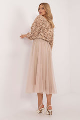 Flared tulle midi skirt