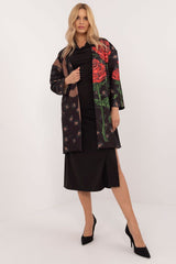 Women's rose print transitional coat