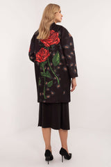 Women's rose print transitional coat