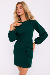 Long puffed sleeves mini cocktail dress