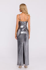 Long striking metallic sheen evening dress