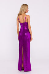 Long striking metallic sheen evening dress