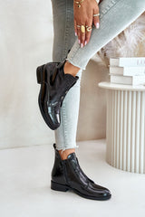 Rounded toes eco leather black boots