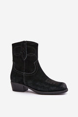 Fashionable cut cowboy heel boots