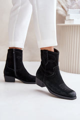 Fashionable cut cowboy heel boots