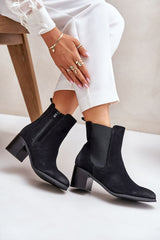 Women's heel boots made of eco suede