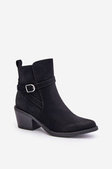 Cowboy heel boots made of eco suede