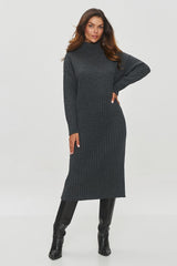 Elegant cut long sleeves knitted dress