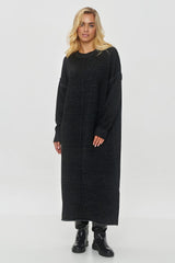 Long sweater dress with a loose cut