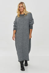 Long sweater dress with a loose cut