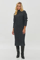 Long sleeves visible knit sweater dress